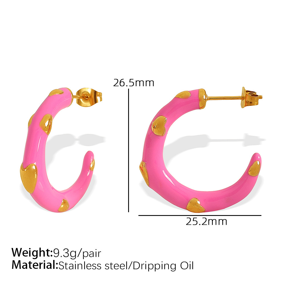 1 pair romantic series sweet heart stainless steel  gold plated women hoop earrings